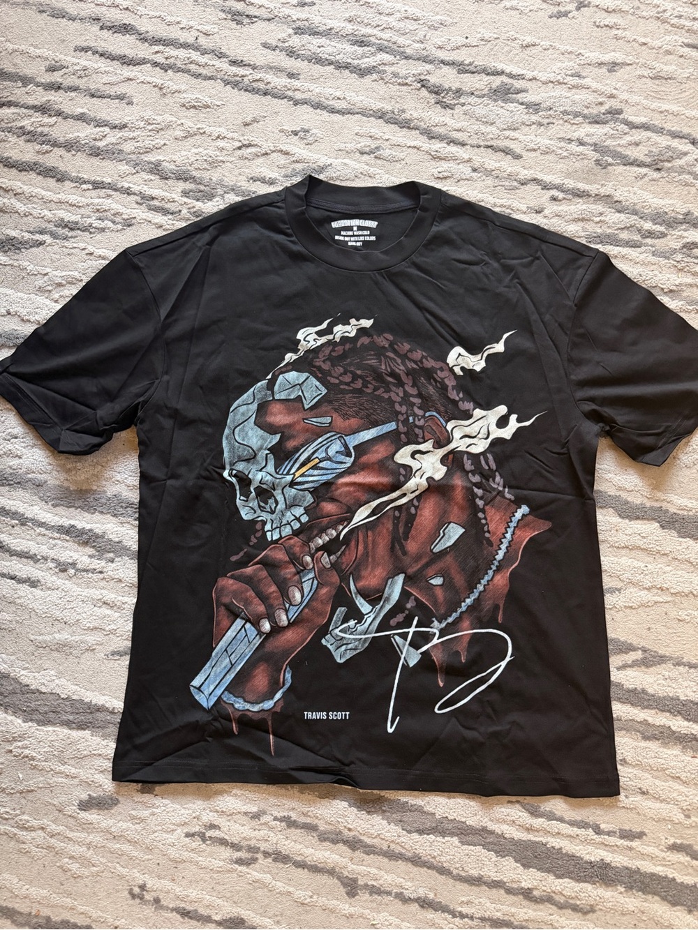 Travis Scott/Cactus Jack Custom Black Graphic Crewneck T-Shirt